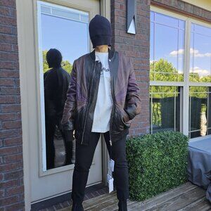 RICK OWENS Leather Multi color jacket (Brown, Black, Burgundy) IT MD, US 50